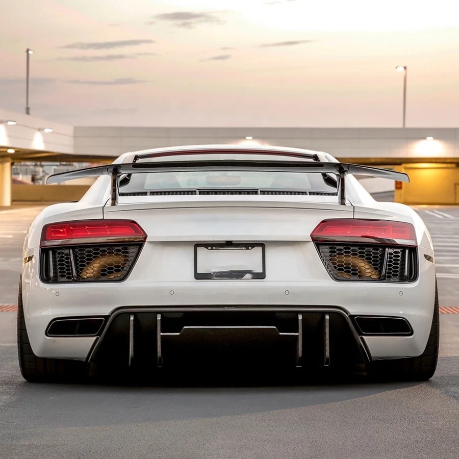 V- Style Dry Carbon Fiber Rear Diffuser Spoiler Front Lip for  R8 V8 V10 2016 2017 2018 2019 Body Kits